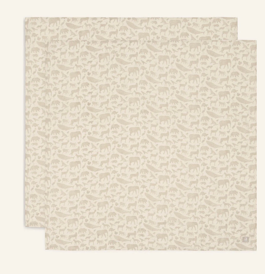 Lange gaze de coton 115x115cm - Animals - 2 Unités