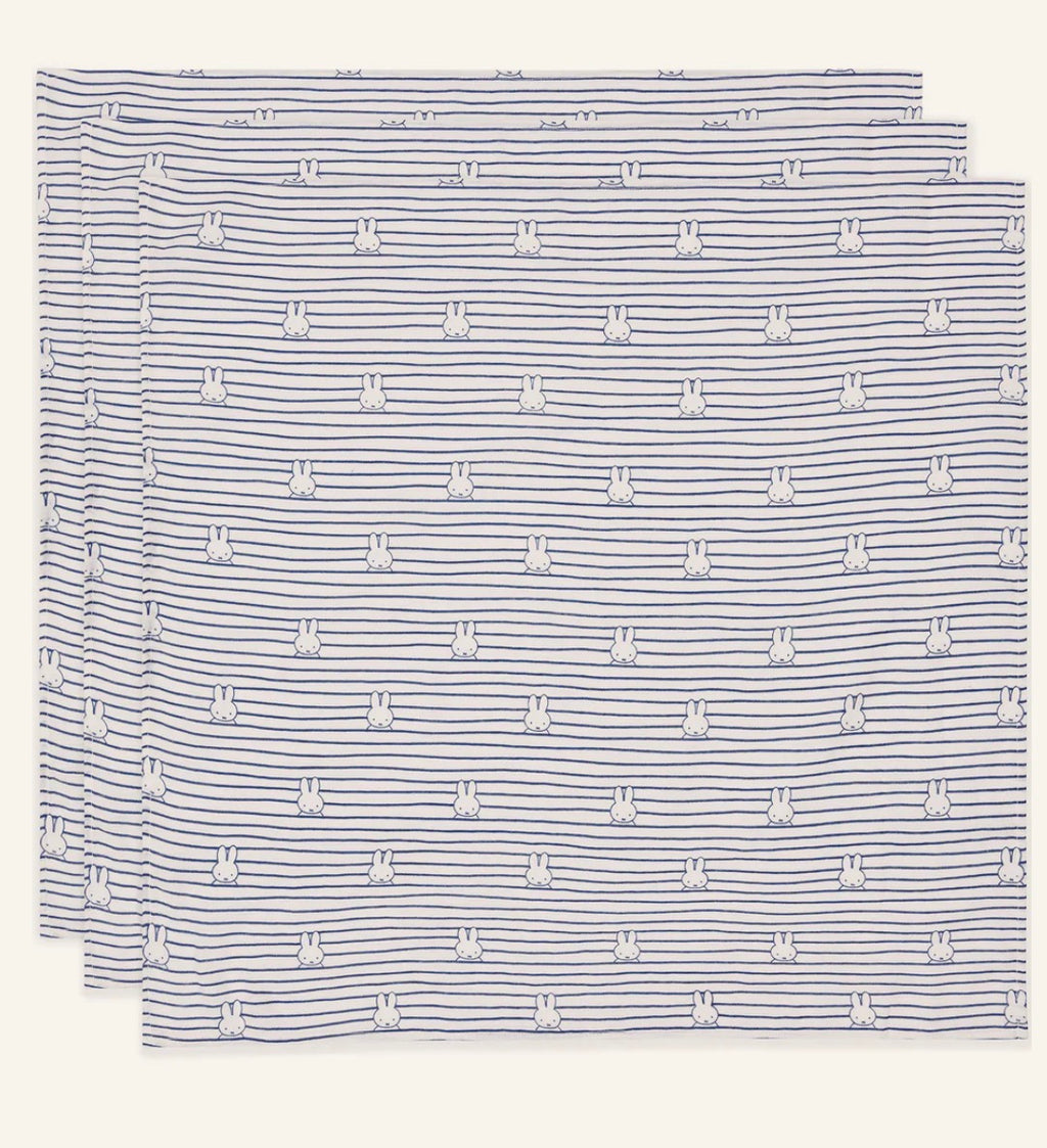 Lange gaze de coton small 70x70cm - Miffy Stripe - 3 Unités