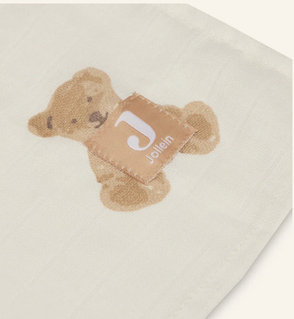 Lange gaze de coton 115x115cm - Teddy Bear - 2 Unités