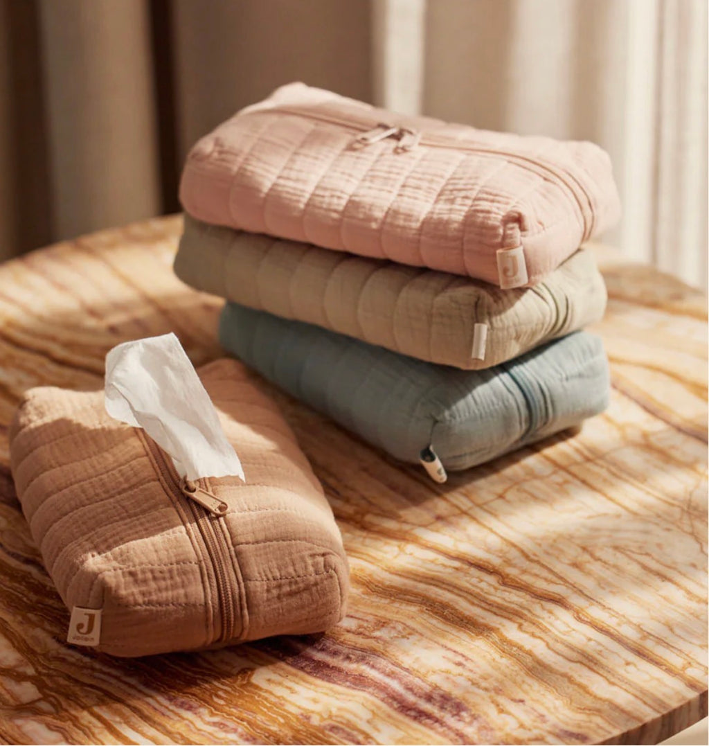 Housse pour Lingettes - Gaze de Coton - biscuit