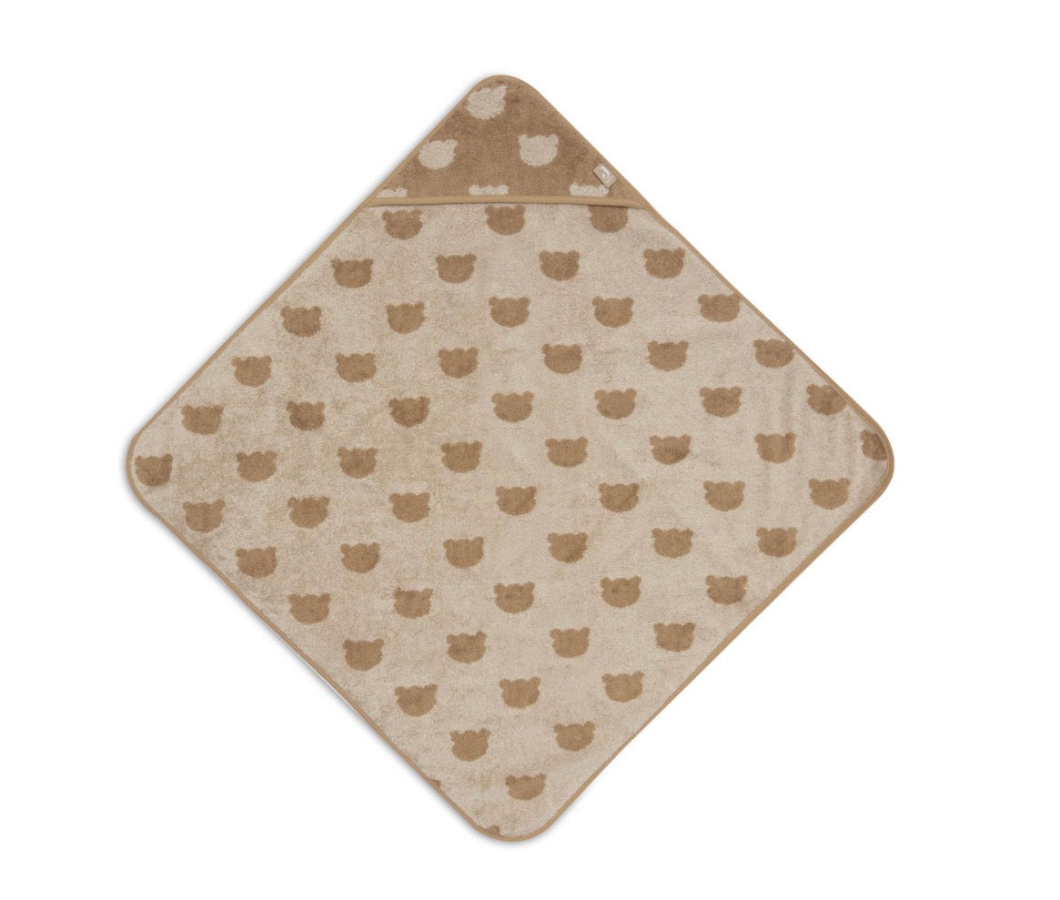 JOLLEIN — Cape de bain bébé éponge 75x75 cm Jacquard Teddy Bear