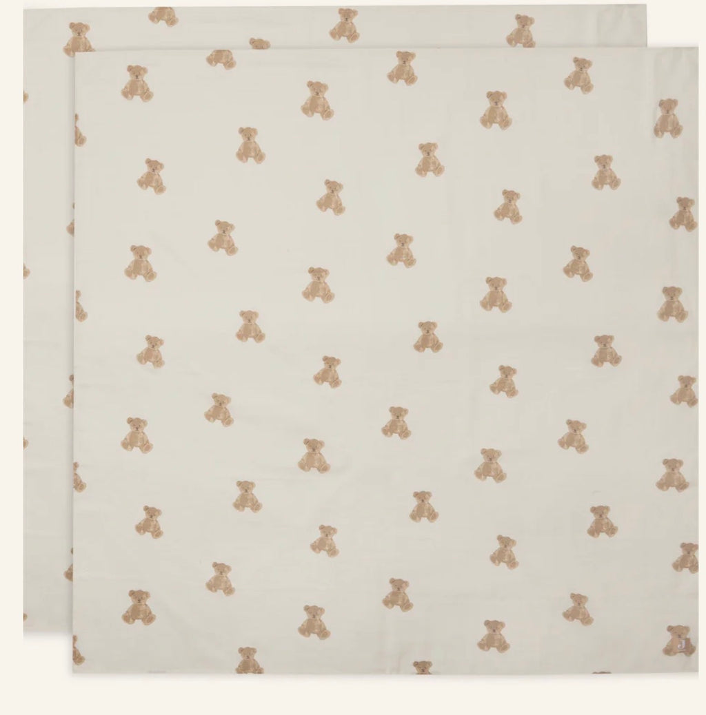 Lange gaze de coton 115x115cm - Teddy Bear - 2 Unités