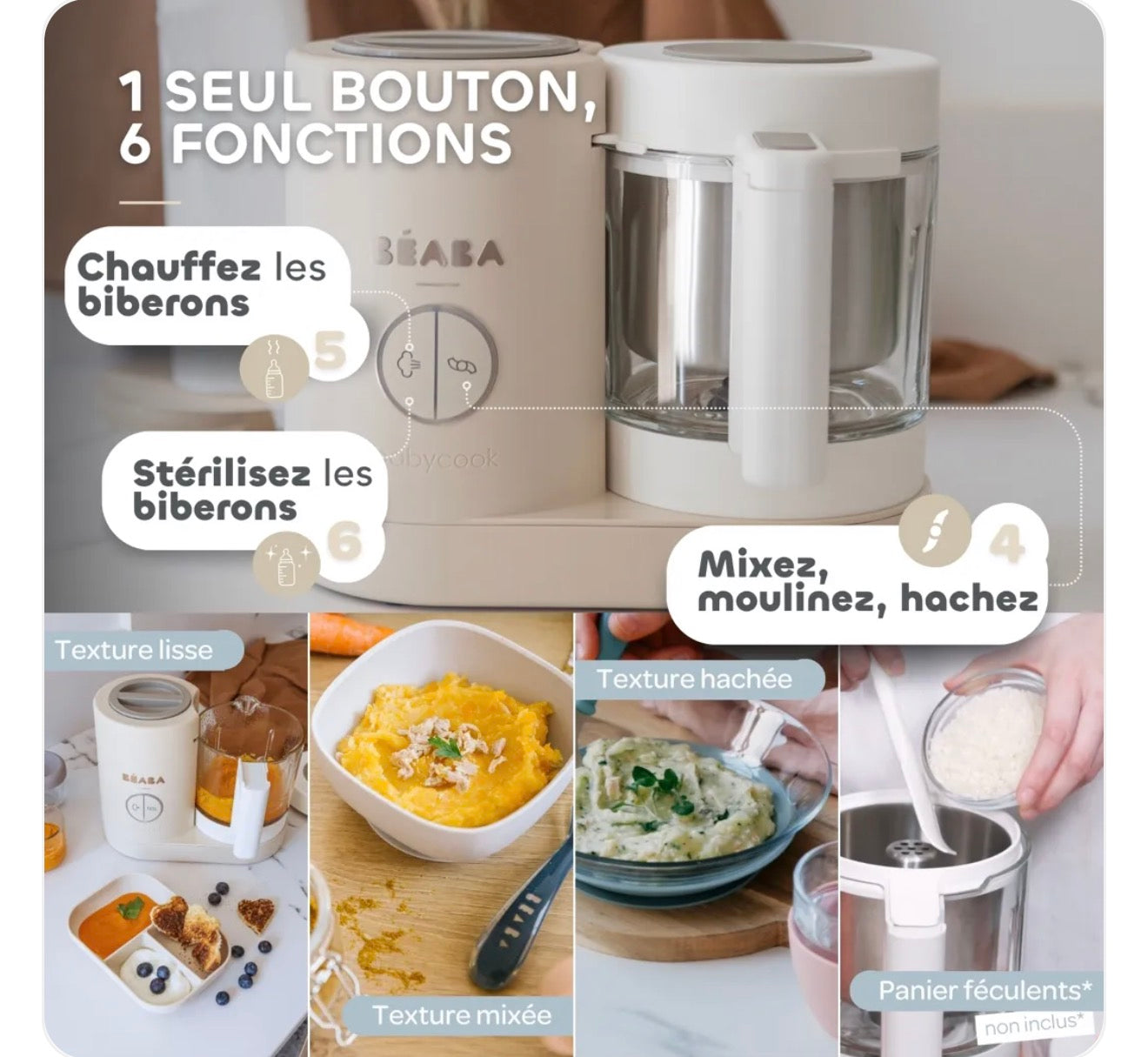BEABA, Robot cuiseur Babycook Neo® - Terre d'argile