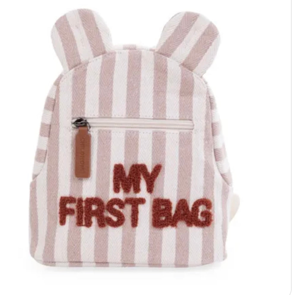 CHILDHOME, My First Bag Sac a dos Enfant - Rayures - Nude/Terracotta