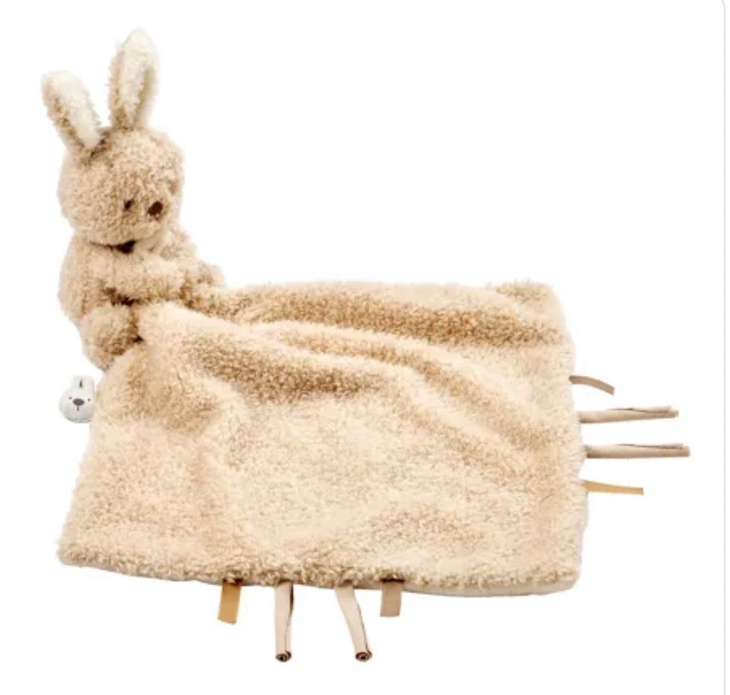 Couverture de réconfort pour bébé TEDDY avec doudou – 27 x 27 cm – Lapin Doudou – Beige