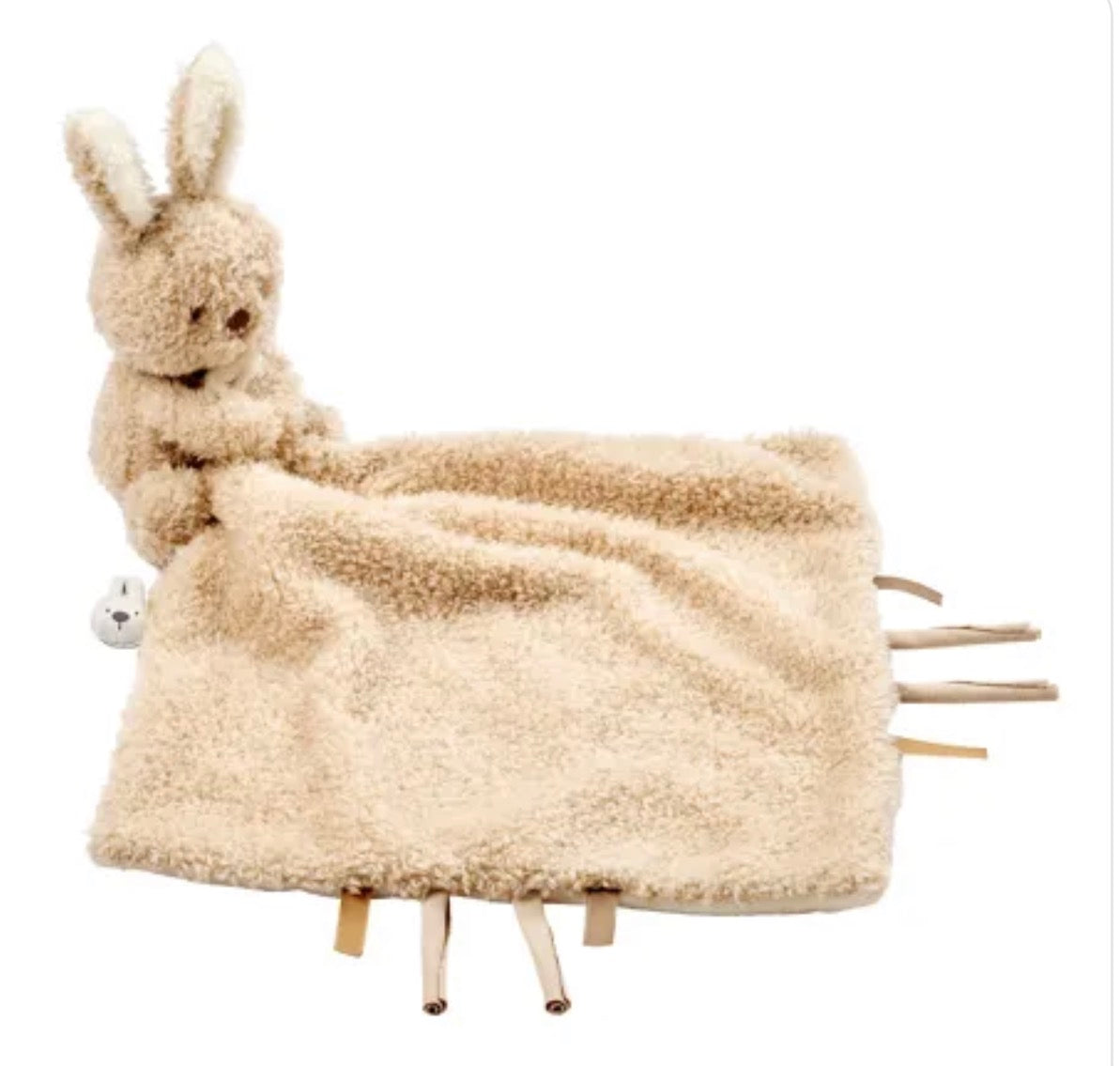 Couverture de réconfort pour bébé TEDDY avec doudou – 27 x 27 cm – Lapin Doudou – Beige