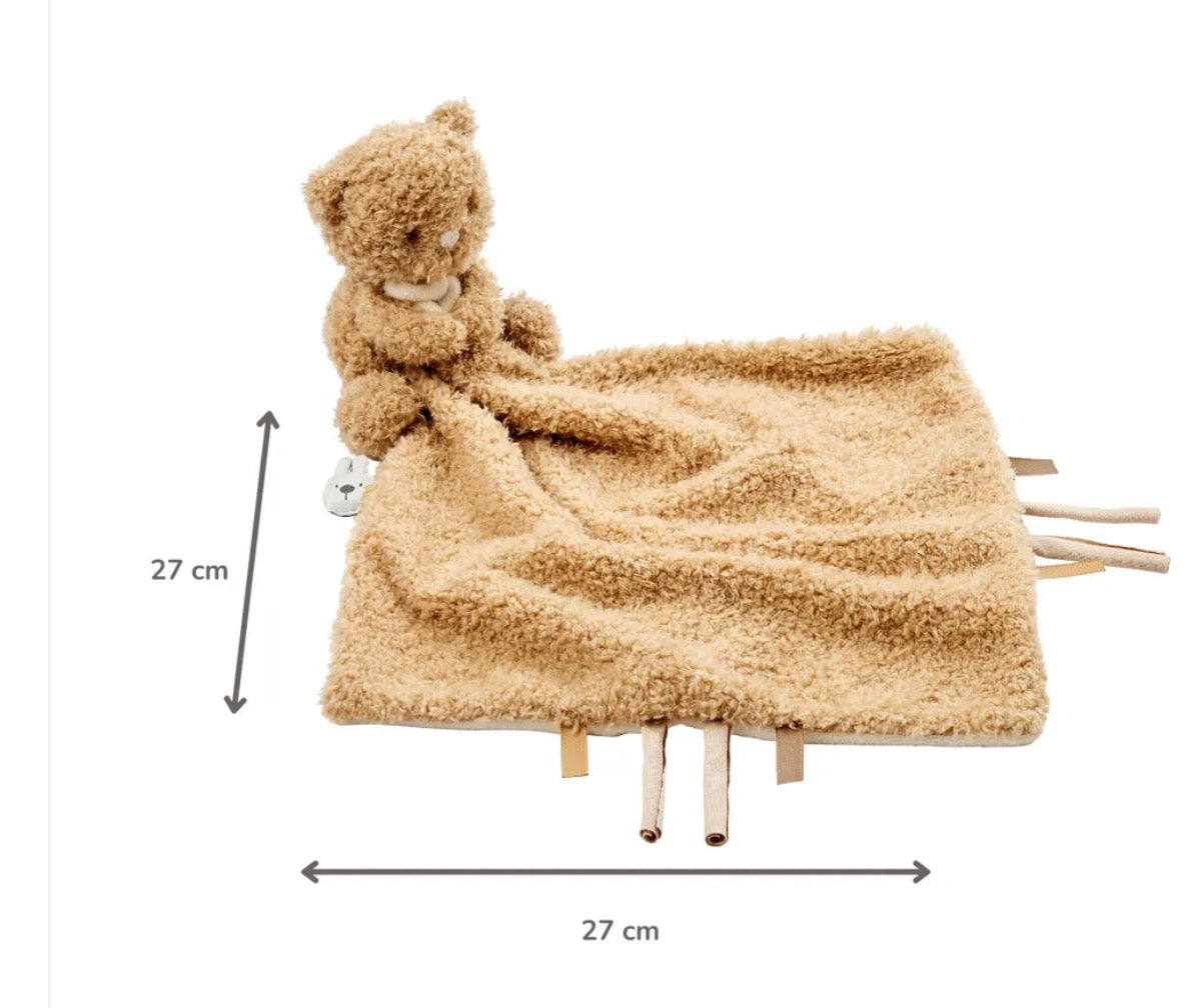 Couverture de réconfort pour bébé TEDDY avec doudou – 27 x 27 cm – Ours Doudou – Beige